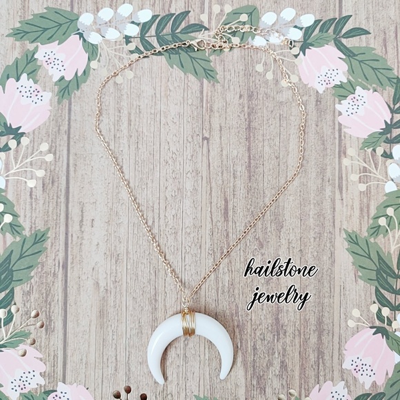 4 for $25 White Horn Crescent Moon Necklace - Picture 5 of 6